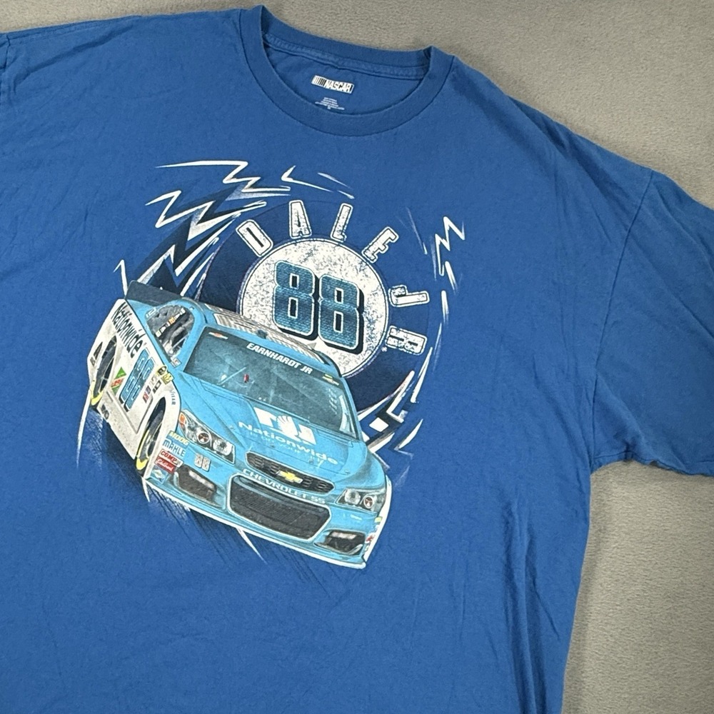 Dale Earnhardt Jr NASCAR #88 Graphic Blue Cotton Men's T-Shirt 3XL Double Sided